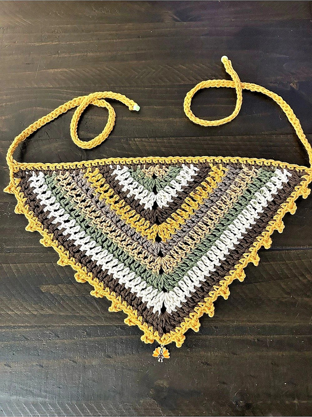 Crochet Thanksgiving bandana Gold & Green